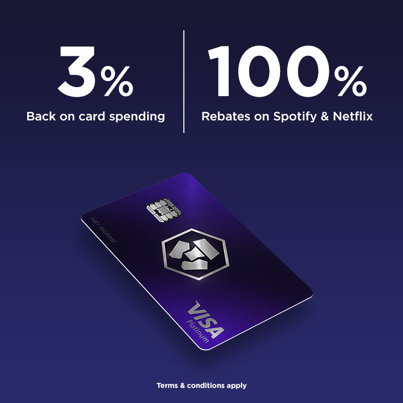 cryptocom's tweet photo. Love % Back? We do too. Metal https://t.co/vCNztABJoG  Card. Loaded with perks. 100% rebate on Netflix, Spotify &amp; Amazon Prime. Download app now - Reserve your metal card!