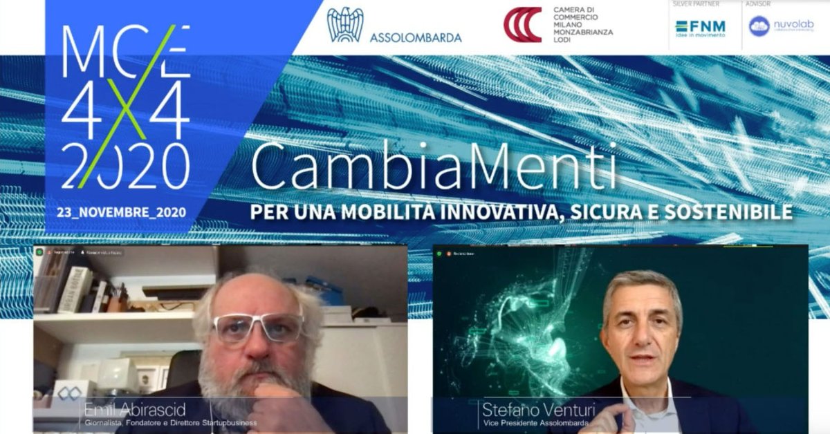 Assolombarda's tweet photo. "Con questa edizione di @MCE4X4 alimentiamo idee e creatività per riorganizzare la #mobilità del futuro: cercare di risolvere nuove esigenze attraverso soluzioni innovative, che accendano la luce su un modo nuovo di fare le cose " @stefano_venturi VP #Assolombarda #MCE2020 https://t.co/4yQDbraRUt