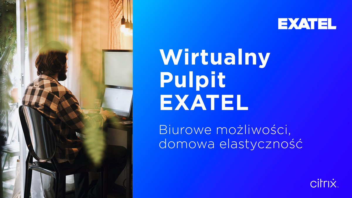 exatel_pl's tweet image. Połączyliśmy wydajność komputerów biurowych z mobilnością smartfonów i komputerów osobistych. Poznaj nową usługę EXATEL Wirtualny Pulpit: exatel.pl/wirtualny-pulp…
#PracaZdalna #VDI #VirtualDesktopInfrastructure @citrix