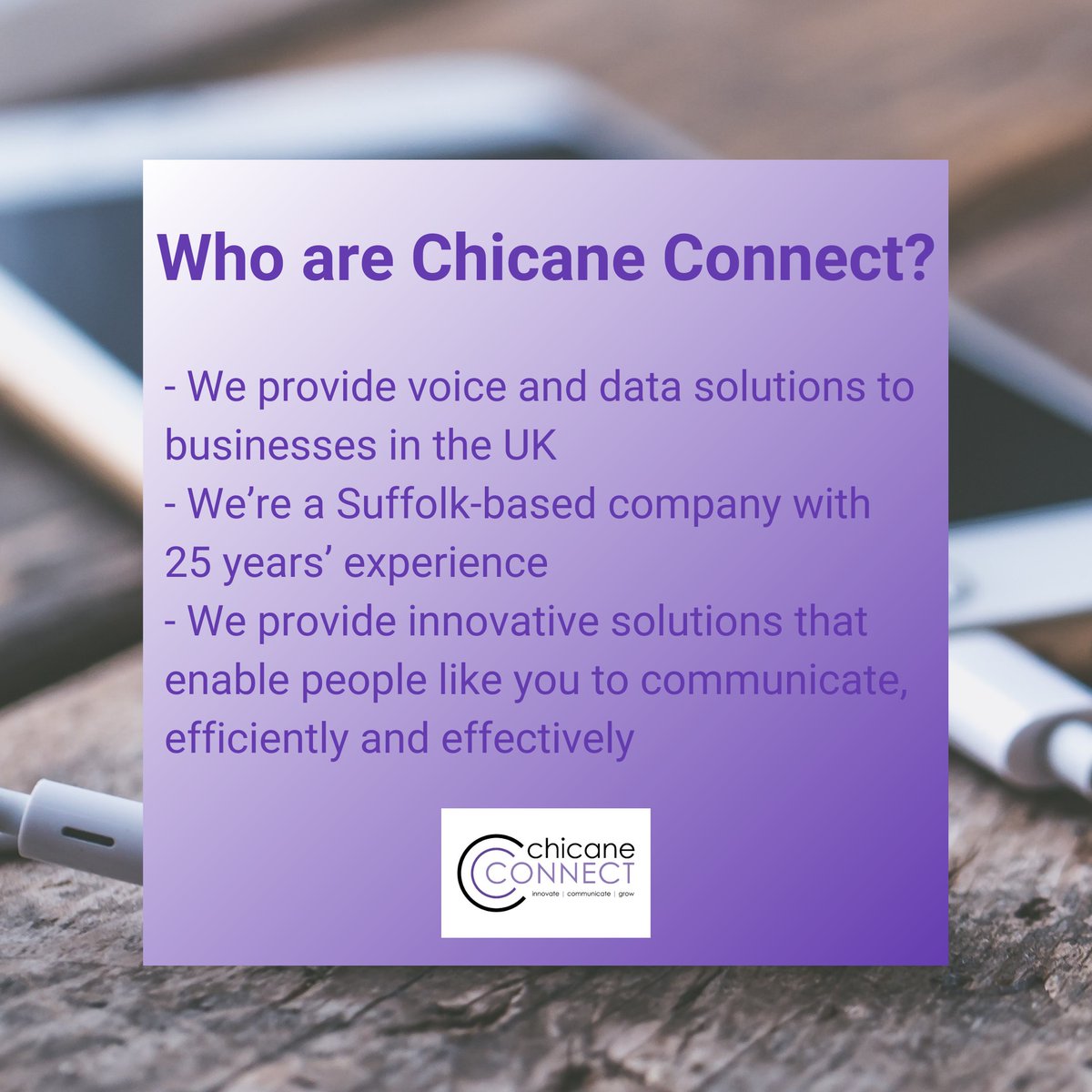 ChicaneConnect's tweet photo. Chicane Connect have 25 years of experience in telecommunications. We always put our customers first. Join today to receive further benefits >> https://t.co/qduSmC6gMx #ChicaneConnect #IT #business #benefits #experience #voice #telephone #calls #data https://t.co/xdjn9DLcH0
