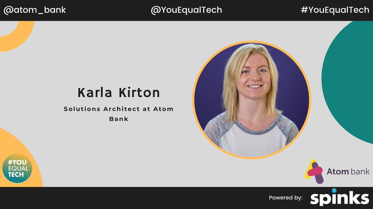 YouEqualTech's tweet photo. Join us online this Weds, 12pm, where we’ll be joined by Karla Kirton, Solutions Architect at @atom_bank. Karla will be sharing how she changed her career from Finance to Tech, and how you can remove all your barriers.
Sign up here: https://t.co/tl39MhQwRR https://t.co/qA1m4IAyqR