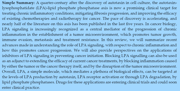 Cancers_MDPI's tweet photo. 🔸Coming of Age for #Autotaxin and #Lysophosphatidate Signaling: Clinical Applications for Preventing, Detecting and Targeting Tumor-Promoting #Inflammation🔸
👥by Matthew G.K. Benesch, Iain T.K. MacIntyre, Todd P.W. McMullen and David N. Brindley
👉https://t.co/Fpm0dT9E86 https://t.co/JFx4hrSaK8