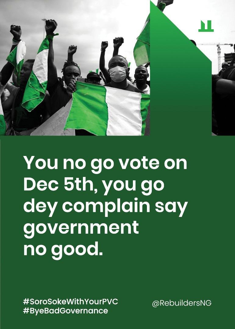 OlotuEmmanuel's tweet photo. Let it not be said that after the soro soke and all, we fail to go to polls to vote.

We have over 1 million youths in Shomolu, Kosofe, Epe, Ikorodu and Ibeju Lekki altogether.

Come all out on December 5th for the senatorial polls.

#SoroSokeWithYourPVC https://t.co/EIqRbphuBt