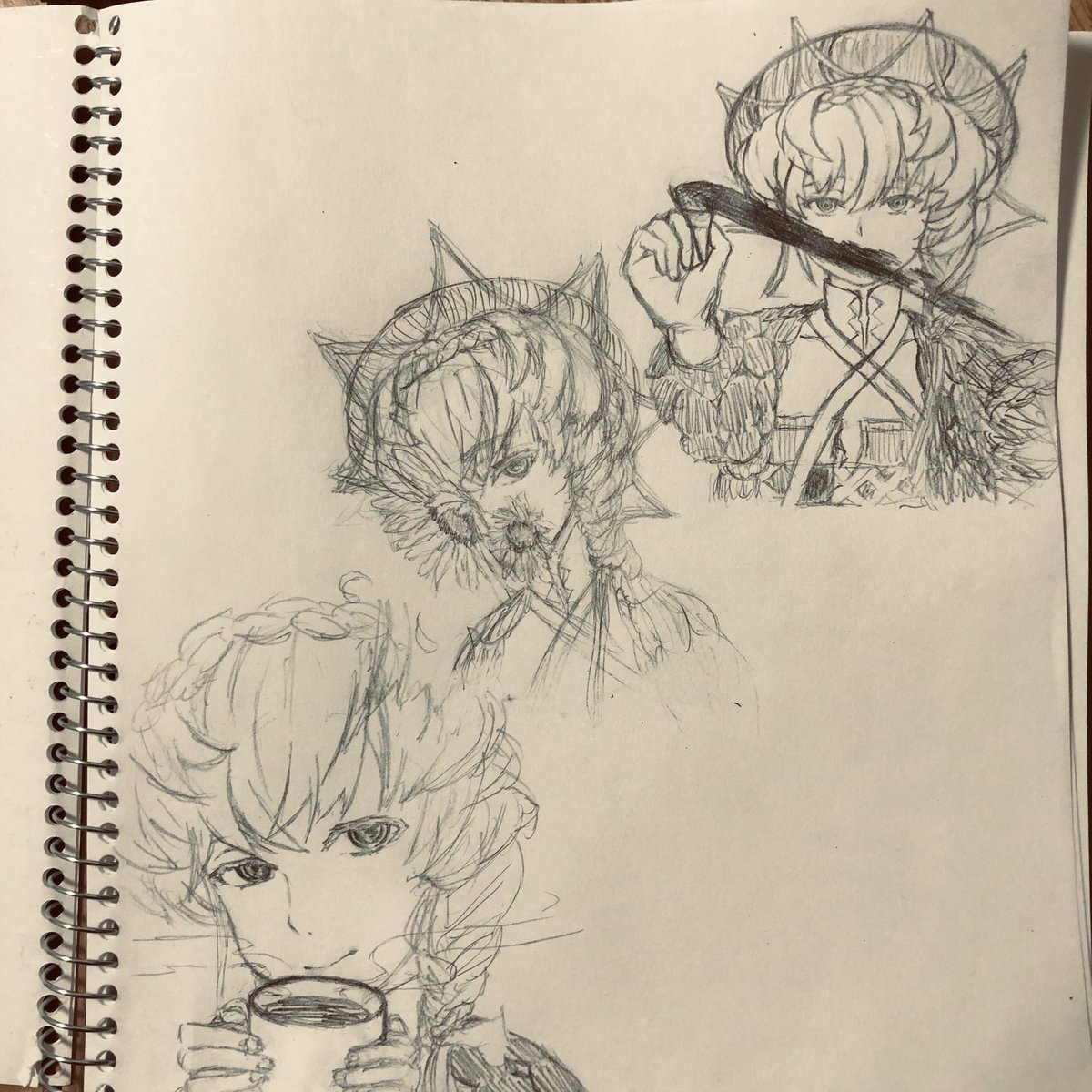 というわけで落書き練習にゴッホちゃん🌻
初めに描いた真ん中はとにかく線を描くのに時間をかけないことを目標に

でもさすがに汚くなりすぎて右上のは丁寧に形を拾ったものの全体のバランスが崩れ

一番力を抜いて描いた左下が最も落ち着いたという結果に(添い寝CGを手本にしたのもあるけど) 