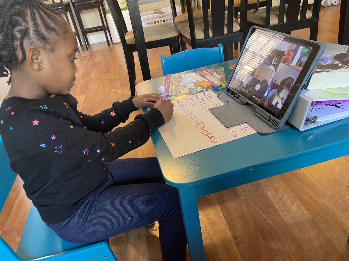 DrNHenderson's tweet photo. Noelle can now mute/ unmute herself in Teams ππ½ππ½#IPSRemoteLearning #prek #morningmeeting https://t.co/56wS7P5Jce