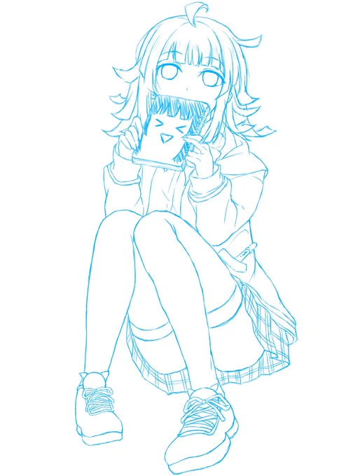 スクールアイドル同好会虹ヶ咲学園のアニメ化記念にりなりーこと天王寺璃奈のラフ画描きました。合間に進めようと思います。 
