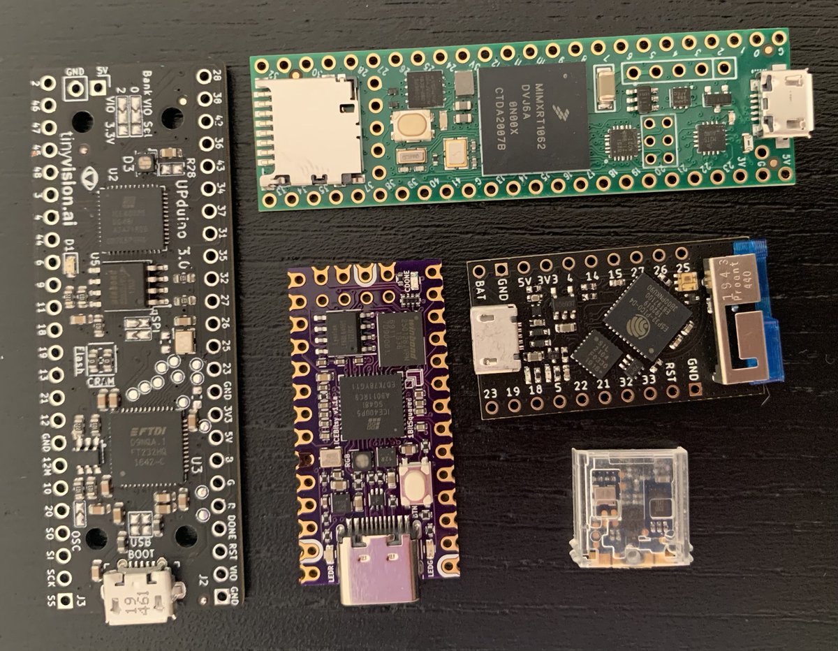 mesnavi's tweet image. Look at these awesome boards I received today : #Fomu #UPDuino30 #TinyFPGA #Teensy41 #iCEBreakerBitsy
@tomu_im @vrangan @unexpectedmaker @PaulStoffregen  @1bitsquared
