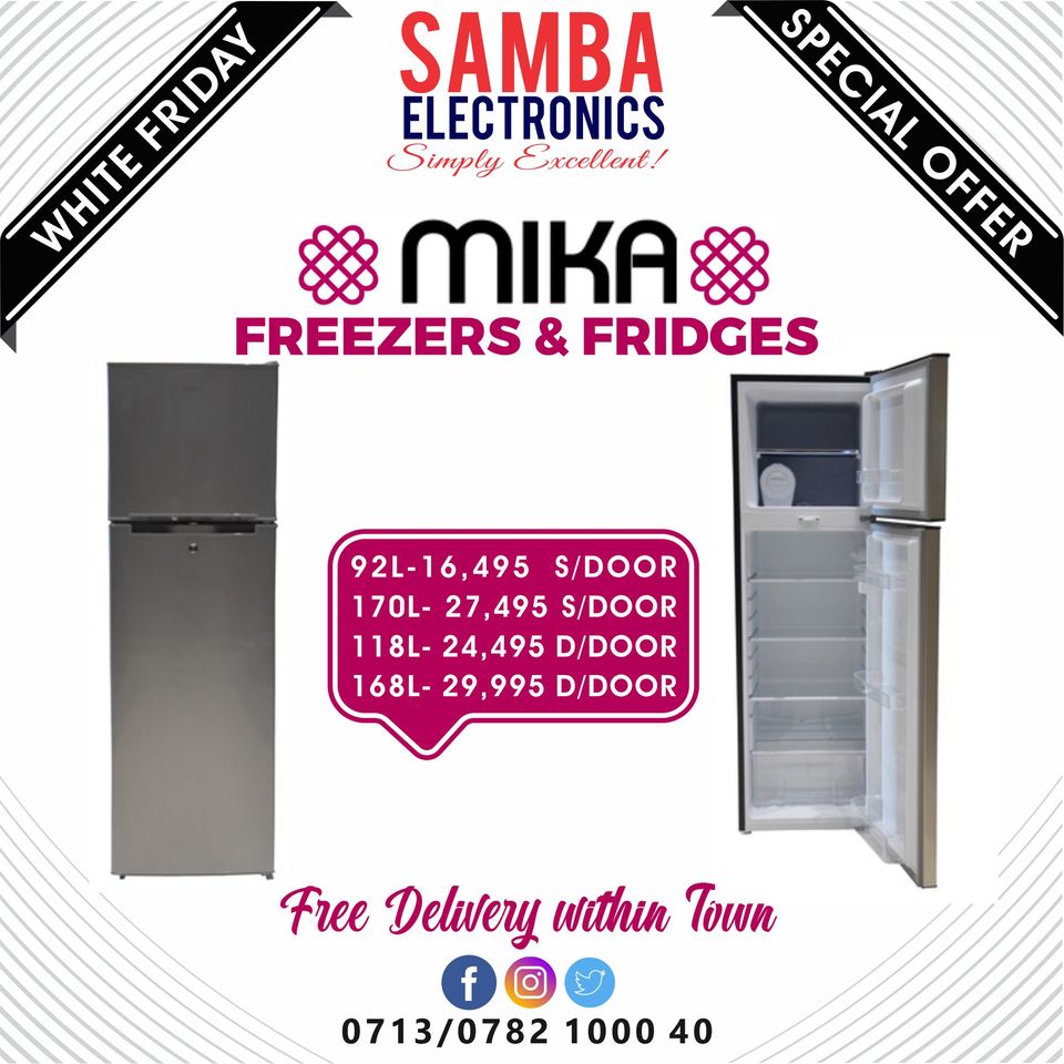 SambaElectronic's tweet photo. #Mika Refrigerator #DirectCool from 90L-400L

Starting from #KSh16495 #DongeLaBarafu

#Grab Sales of Friday with Quality assurance (with warranty)

#SambaElectronics #SimplyExcellent #kenya #mombasa #EastAfrica #County001 #Offer #Sale #Mika #freezer #fridge #november #covid19 https://t.co/YE4KTONpGQ