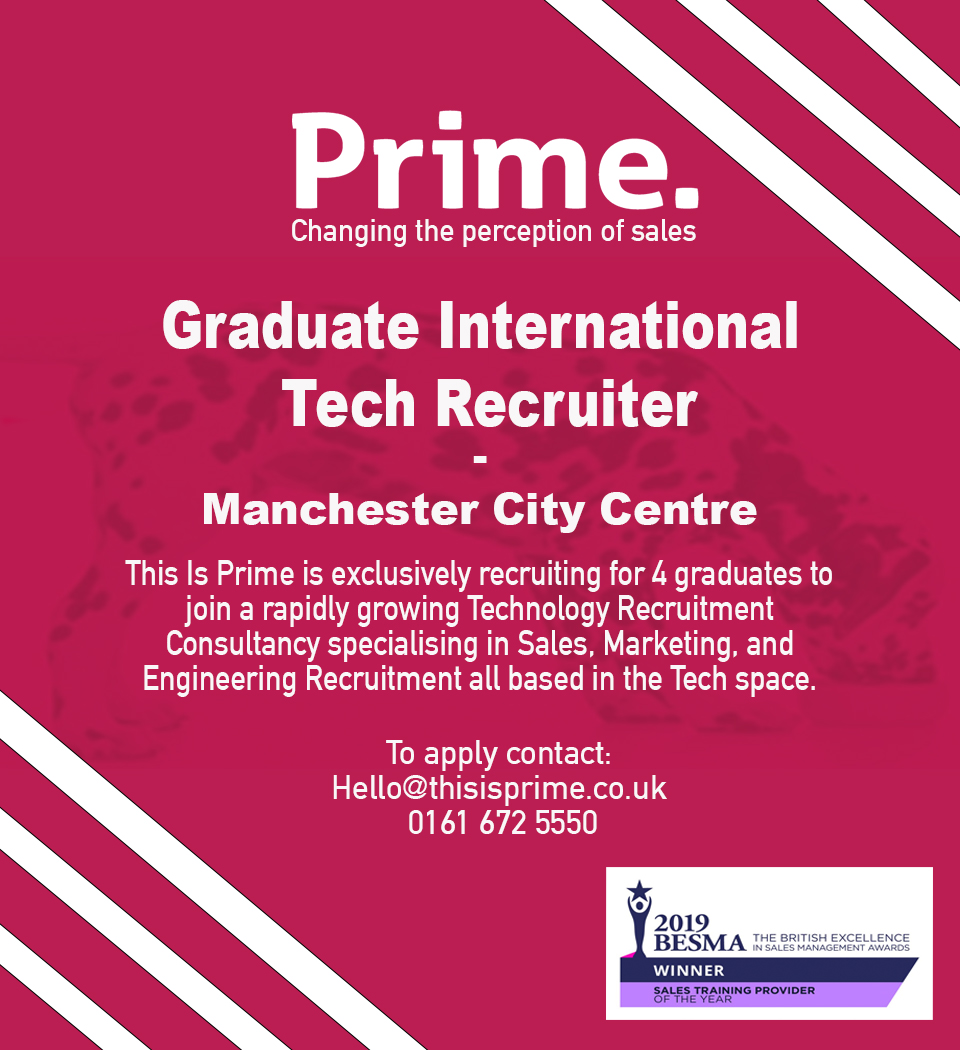 This is Prime is searching for 4 unique graduates to join a rapidly growing Technology Recruitment Consultancy based in the heart of Manchester City Centre.

For more information visit our LinkedIn Page!
ow.ly/2O3c50CsbRk