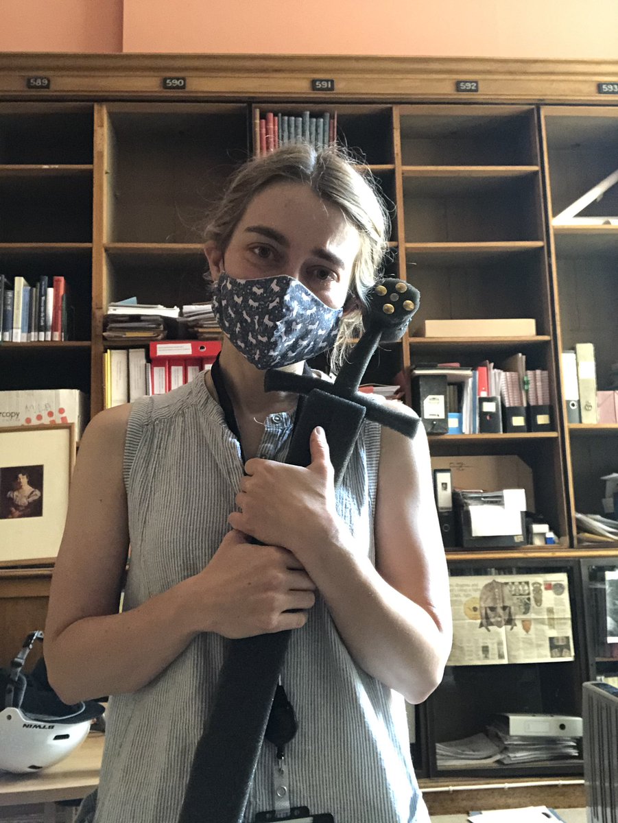 SueBrunningBM's tweet photo. #Museum30 #Companion: Born as cut-out waste, my trusty foam #sword attracted attention when I used it as an educational prop in @britishmuseum videos. Twitter named him #Flexcalibur & now weβre sworn companions. Weβve even appeared together on Japanese TV. Wherever next? βοΈ https://t.co/ZasOQuznQ1