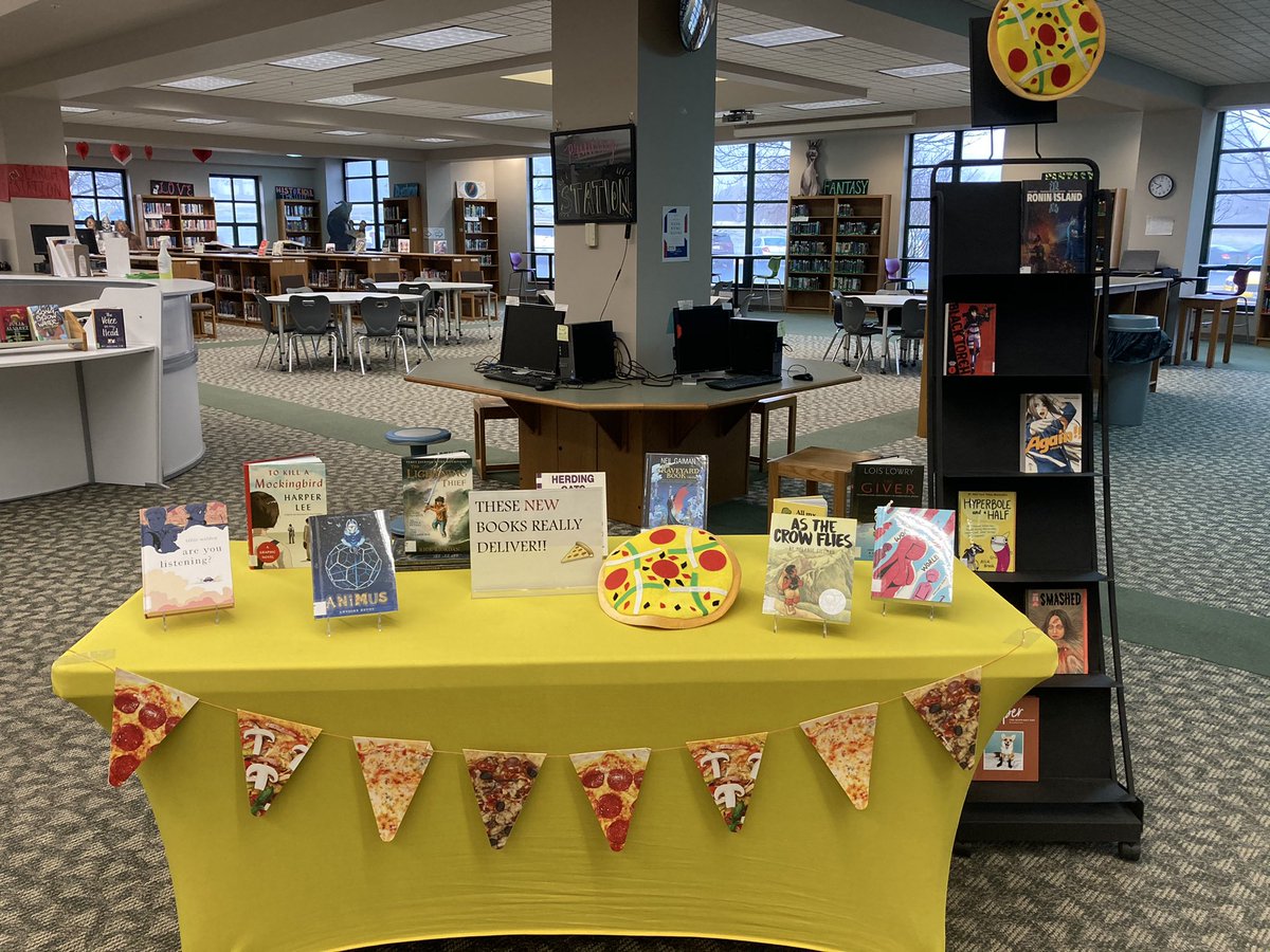 nixahs_library's tweet image. Our new graphic novels book display is pretty cheesy. We know🤷‍♀️👀