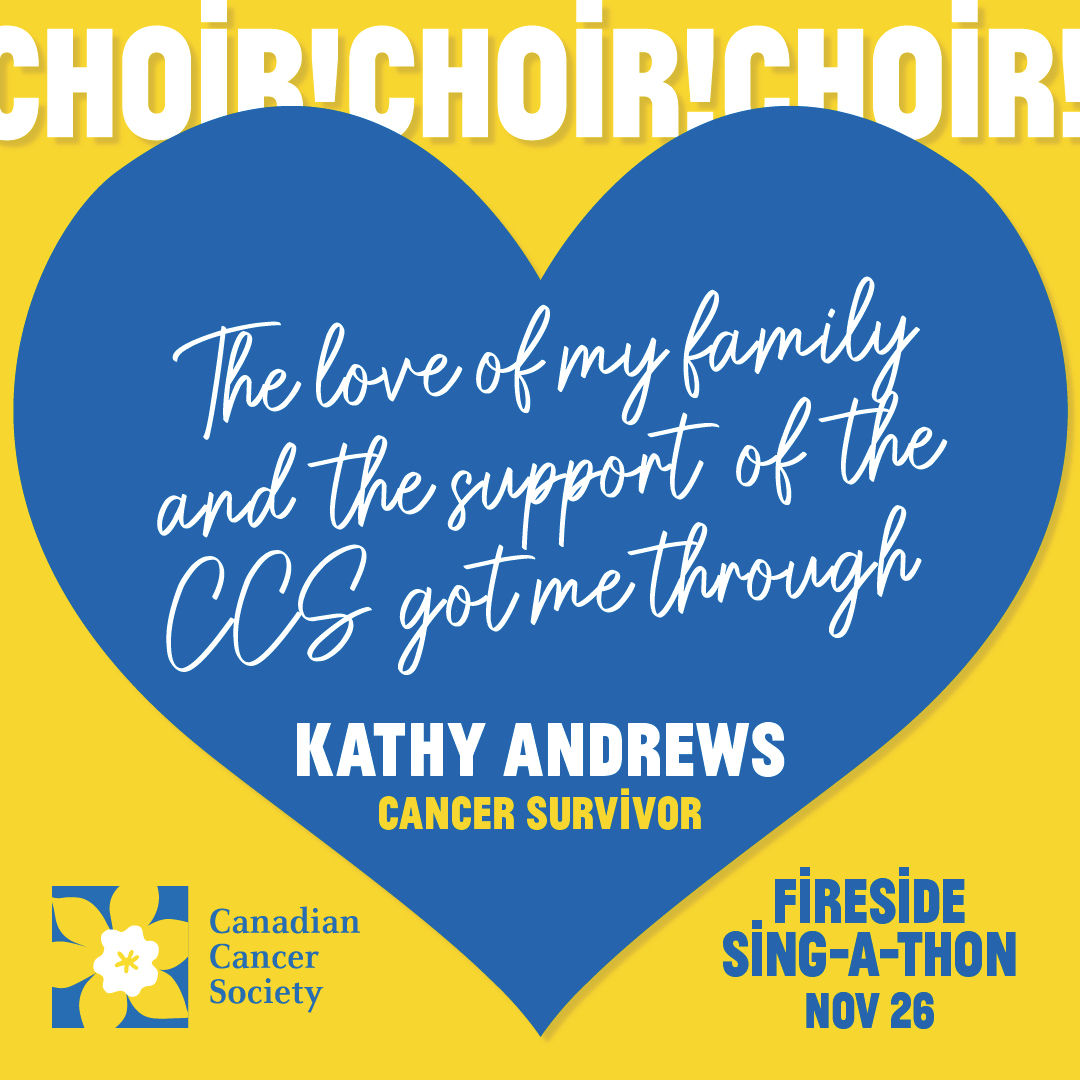 choirchoirchoir's tweet photo. Join us, along with Kathy Andrews, this Thursday Nov 26, as we gather (online!) to sing, celebrate the holiday season, & most importantly raise money for the wonderful organization that is @cancersociety! Your support really makes a difference. #CCCxCCS https://t.co/a6YjWI98qd https://t.co/KNmvwlm1kN