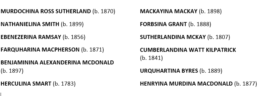 RULE #3: Any name can have "-ina" added to it for a "female sounding" name #OldWeirdScotland