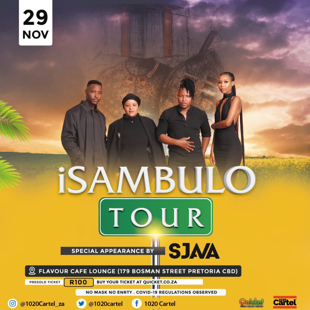 Yallunder's tweet photo. Weβre out in Pretoria this coming weekend. #IsambuloTour ππΎπ
Check poster for details and click link for ticket: https://t.co/WNq8fqSf09 https://t.co/ovxZc5ABGI