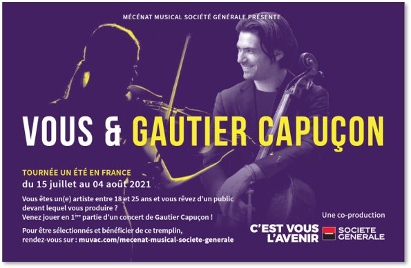 🟣🎶Heureux de vous annoncer la prochaine édition du festival itinérant «Un été en France» et un appel à candidature pour les jeunes artistes de 18 à 25 ans,venez jouer en 1ère partie de mes concerts ´Un été en France´15Juillet-4Aout2021 #jeunesartistes
👉🏻 muvac.com/fr/mecenat-mus…