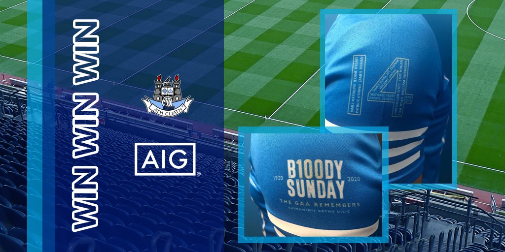 💙 ✨ Competition time ✨ 💙 

Get your hands on the Limited Edition <a href="/DubGAAOfficial/">Dublin GAA</a> Jersey commemorating the 100th anniversary of Bloody Sunday. To be in with a chance to win Retweet &amp; follow AIG Ireland. #UpTheDubs #EffortIsEqual

T&amp;Cs Apply: spr.ly/6014HHjjj