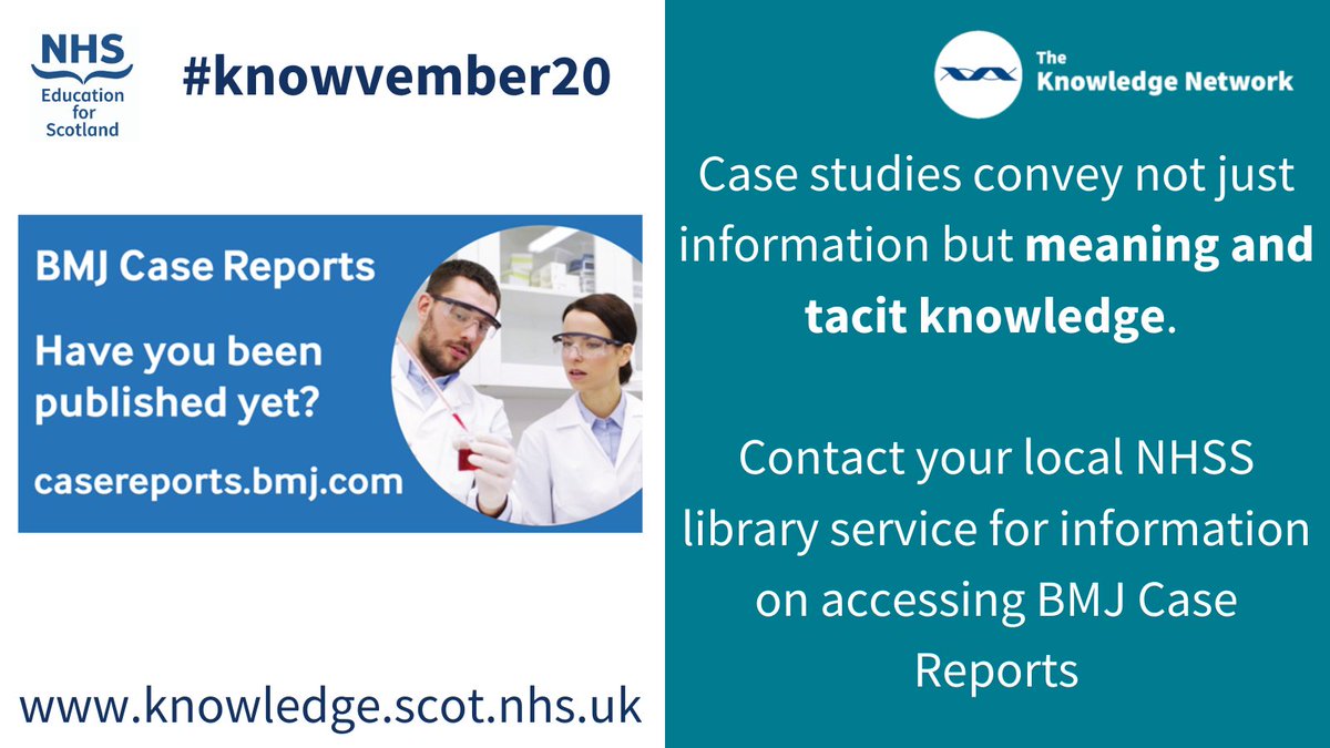 NESKnowledge's tweet photo. Want to read and also share a case report? BMJ Case Reports is one of the premier collections of case reports and NHS Scotland staff can submit cases for inclusion. Contact your NHS local library for a Fellowship code! @BMJCaseReports #knowvember20 https://t.co/LMWpodJF5x
