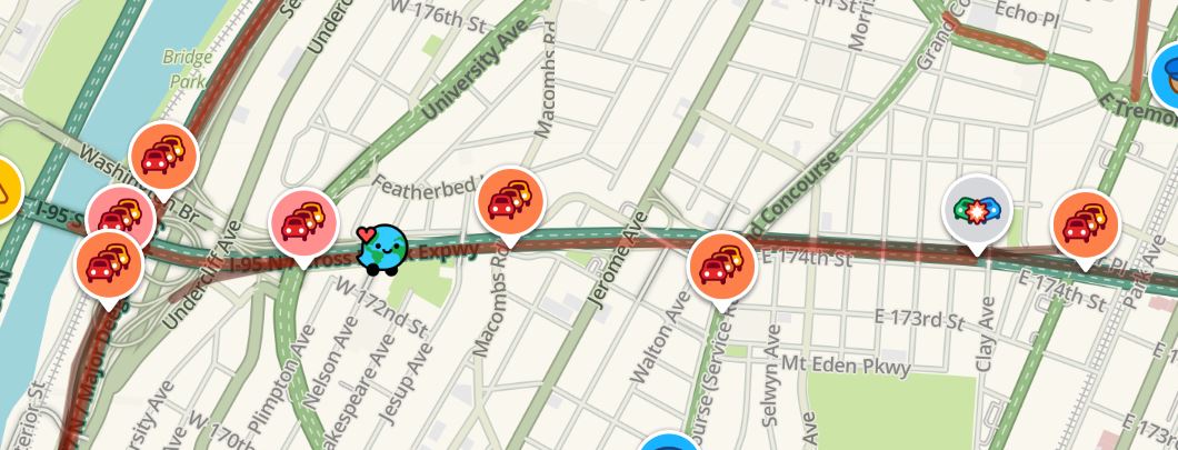 1010stewart's tweet photo. #Bronx...WB #CrossBronxExpressway at #JeromeAve accident blocking two lanes. We're JAMMED WB from #CastleHillAve and EB from back in #NJ. @WINSTRAFFICNYC @1010WINS @Waze_NYC https://t.co/UTkE41LYnd
