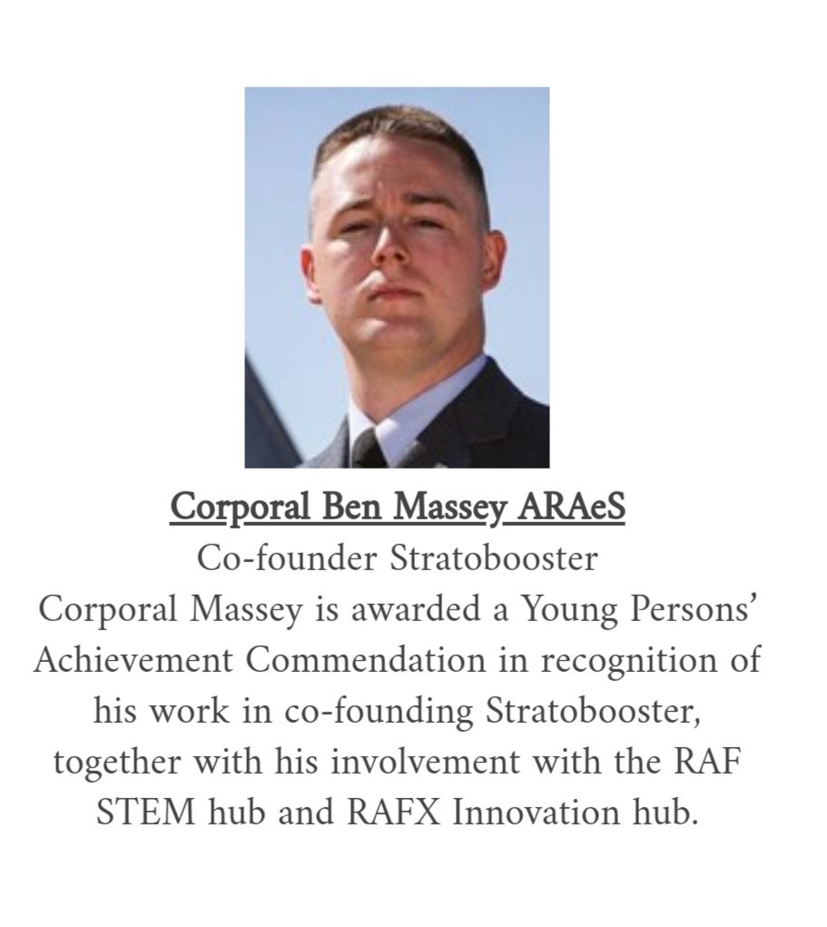 StratoBooster's tweet photo. @Benjineer_ one of our co-founders being recognised by @AeroSociety for his work with us and @RAF_Leeming @RoyalAirForce https://t.co/CnHh7mswe1
