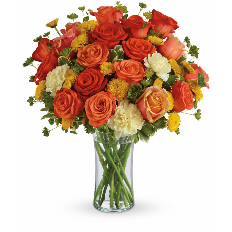HallsFlowerShop's tweet photo. Our Citrus Kissed Bouquet features light &amp; dark orange #roses, coral roses, light yellow #carnations, yellow button spray #chrysanthemums &amp; greenery. A beautiful gift to send this time of year.
#hallsflowershop #atlantaflorist #flowerdelivery #thanksgiving
https://t.co/F1miNEJ0qh https://t.co/YGpla9HYwe