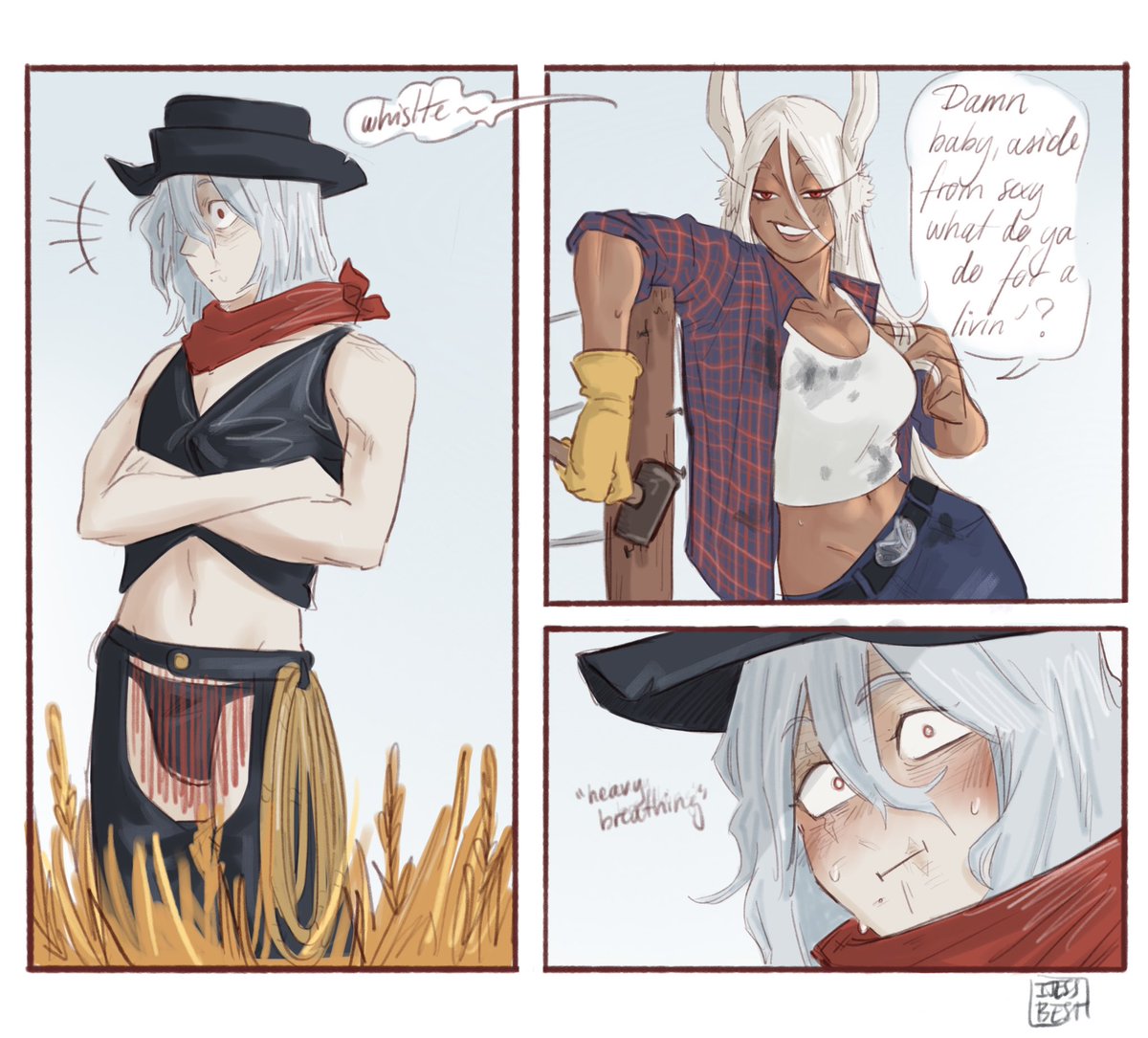 Yes. This needed to exist
Some more Dustbunny in the slutty cowboy AU 
