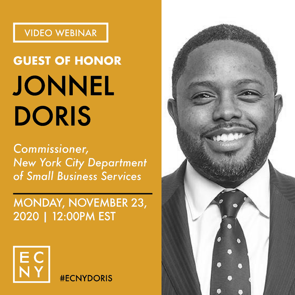 EconClubNY's tweet image. #TIMEUPDATE: Today’s discussion with @NYC_SBS Commissioner Jonnel Doris will now occur at 12PM EST. Members can still register for this conversation on supporting NYCs #BlackOwnedBusinesses through the COVID-19 crisis and other efforts to advance racial equality. #ECNYDORIS