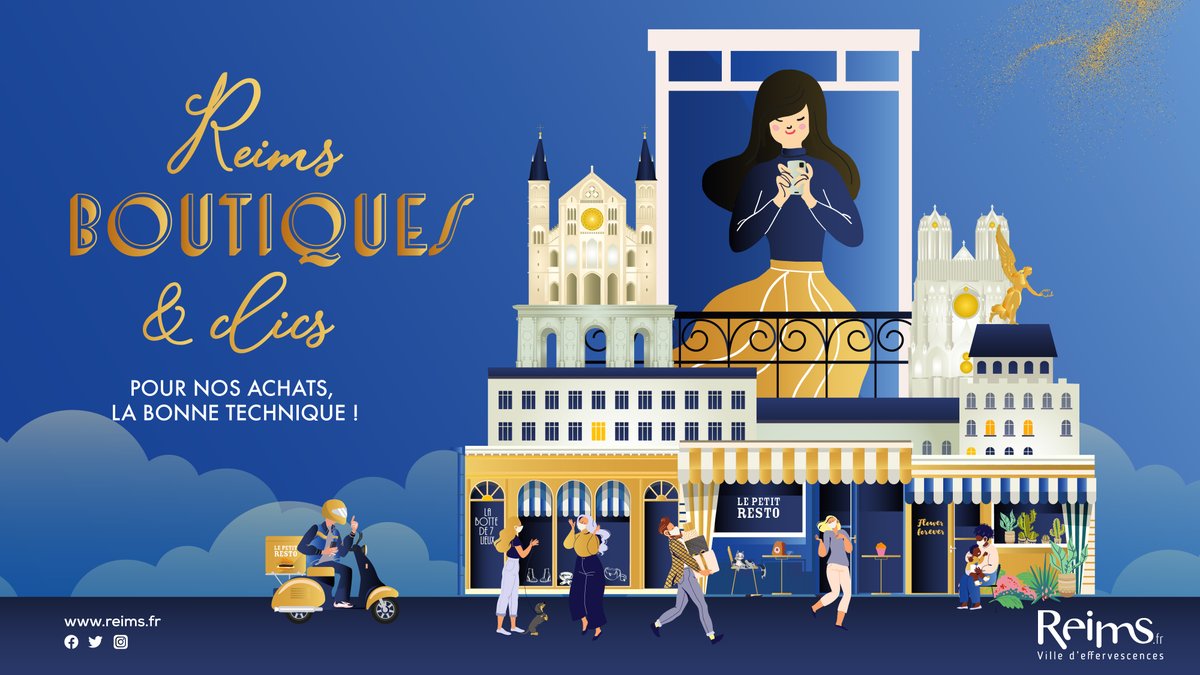 VilledeReims's tweet photo. #Reims Boutiques &amp; clics : pour votre #shopping, retrouvez les principaux #commerces rémois qui offrent un service de #ClickandCollect. Une bonne technique pour faire vos #achats en toute sécurité et trouver des produits de #qualité ! => Infos : https://t.co/mMCEnd3g2p https://t.co/aav30LPxV5