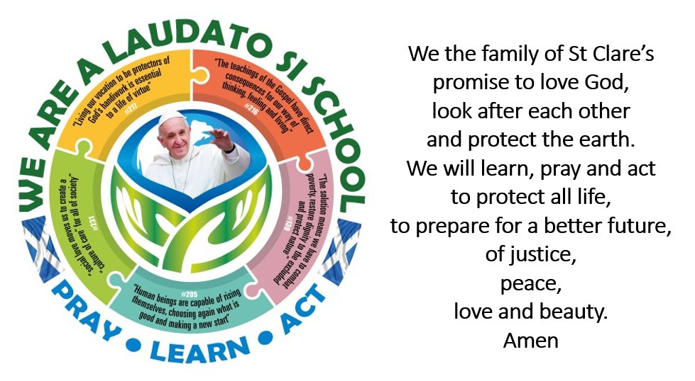 stclarespserc's tweet photo. As the St Clare's family, let us all say the Prayer of Commitment to start our Laudato Si' journey, not just as a school but as a whole community @PaisleyDiocese @Pontifex @john_bishopjohn #CEW2020 #WayTruthLife #CEW2020WayTruthLife #teamstclares https://t.co/Uzpoi5nSM7