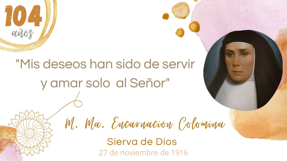 Iniciamos la celebración de la semana del aniversario de la muerte de la M. Ma. Encarnación Colomina,  cofundadora de las <a href="/MHSFNazaret/">Misioneras Nazaret</a>. En Familia pide al Señor por su intercesión las gracias que necesiten. #104aniversario #EncarnaciónColomina