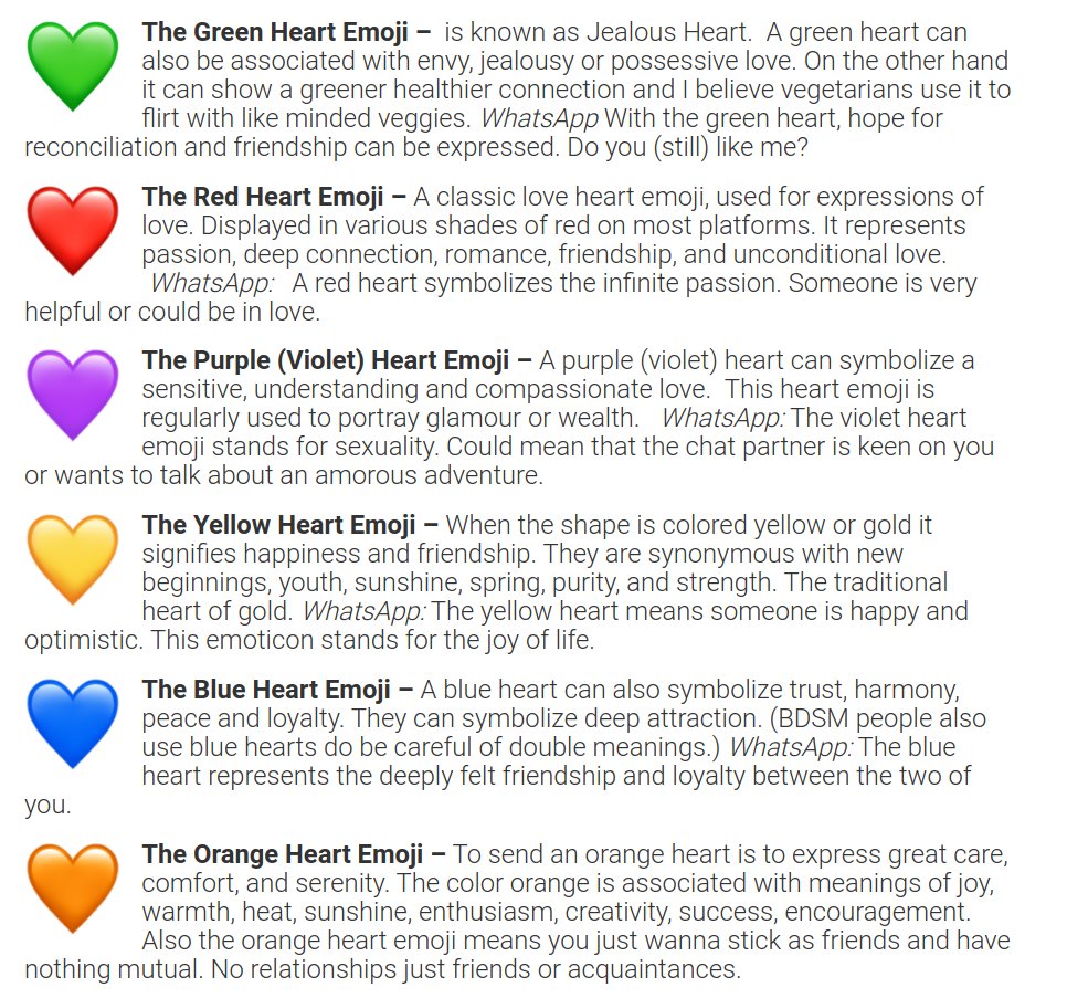 Different Heart Emoji Color Meanings
