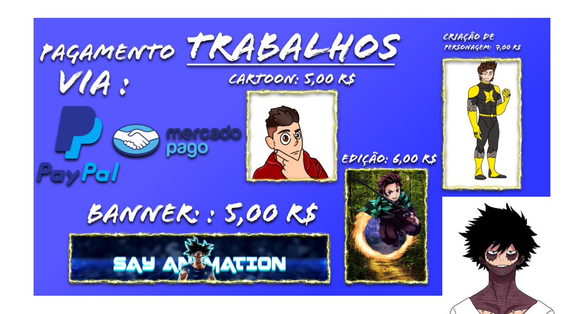 TreeckoArtist's tweet image. Caso queira um desenho meu, ou algo do tipo, tenho essa tabela de preços antiga...