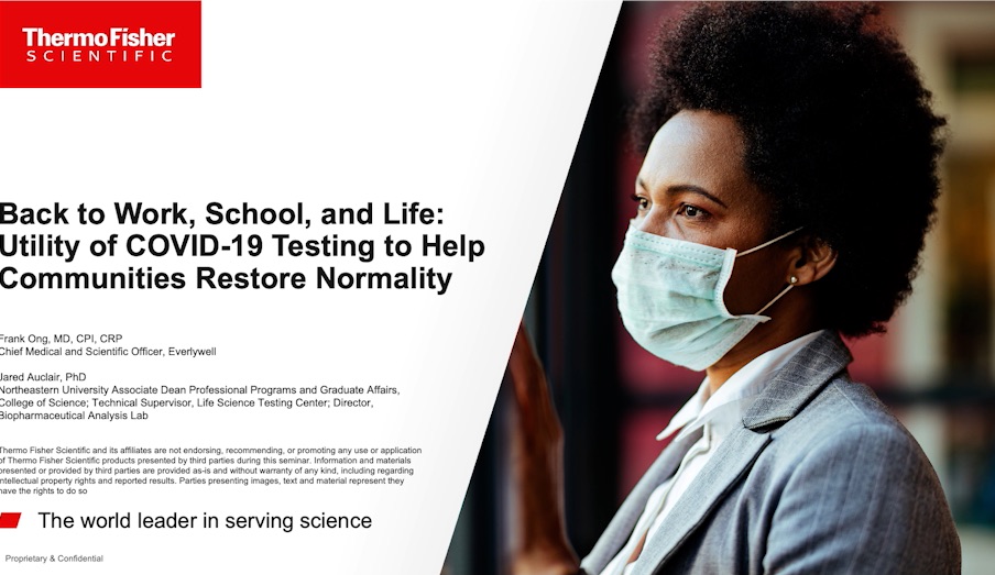 thermofisher's tweet photo. ICYMI: Hear Dr. Jared Auclair from Northeastern University and Dr. Frank Ong from Everlywell address the utility of COVID-19 testing, work, school, and life. #AMPath20 workshop now available on-demand. https://t.co/lgAOyalmE8 https://t.co/87A6xS3hNq