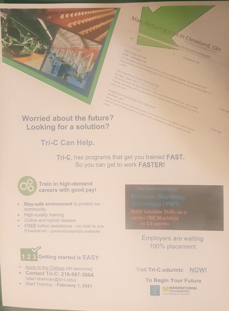 Parents take advantage of great learning and employment opportunities in manufacturing. Read flyer details...