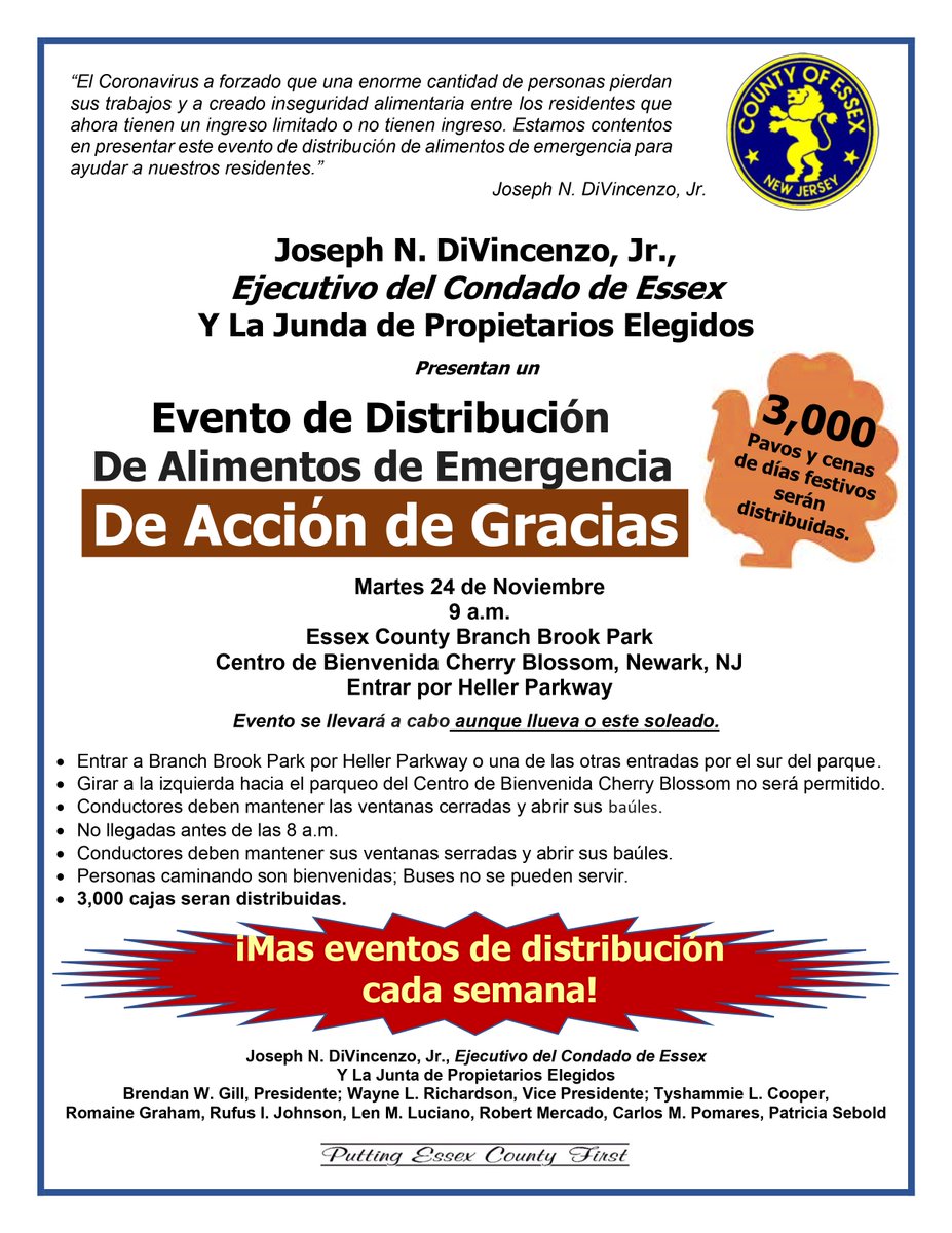 Rep Mikie Sherrill Essex County Will Distribute Free Turkeys And Thanksgiving Meal Boxes At Branch Brook Park In Newark Tomorrow Starting At 9 A M More Information And Instructions Here T Co Dpz5alslvf Rep Mikie Sherrill Essex County Will Distribute Free Turkeys And Thanksgiving Meal Boxes At Branch Brook Park In Newark Tomorrow Starting At 9 A M More Information And Instructions Here T Co Dpz5alslvf