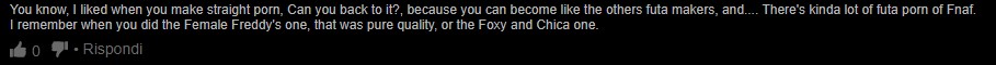 FnafNightbot's tweet photo. well often it doesn't depend on me, but on what my fans ask me, even if honestly I don't go crazy for futa things
#greatcomment https://t.co/nnK1d8rIle