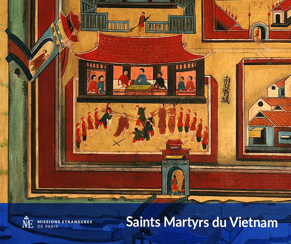 MEP_officiel's tweet photo. ***Actu MEP*** Aujourd'hui nous fêtons les saints Martyrs du Vietnam. Priez pour nous 🙏🏻

Légende :
Tableau dans la Salle des Martyrs des MEP, rue du Bac
Martyre de Saint Jacques Nam, Saint Michel My et Saint Antoine Dich (Vietnam) https://t.co/MoYxkceUNw