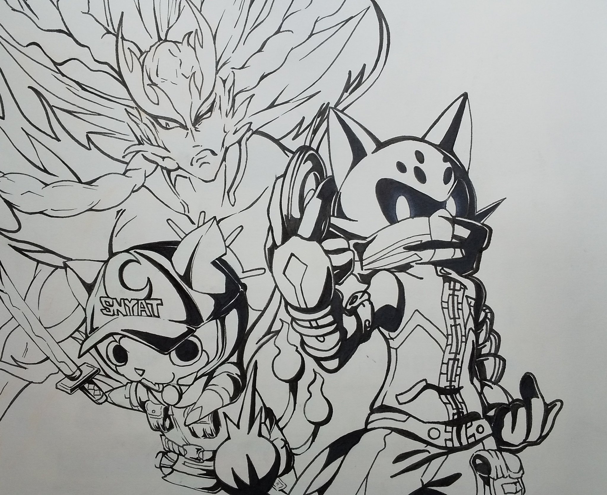 𝓢𝓸𝓾𝓷 On Twitter いとこの誕生日プレゼントに妖怪ウォッチ 久しぶりのお絵描きなので線画がザコ 元から苦手なペン入れが