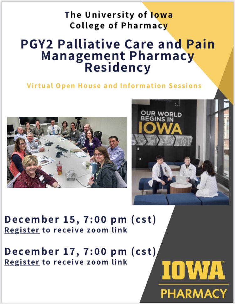 lorinfisher's tweet photo. Interested in a PGY2 #PalliativeCare #PainManagement Residency with unique rotations, interprofessional teams, teaching opportunities, and learning from expert (and fun 😀) preceptors? Sign up for one of our virtual open houses! https://t.co/kfAP9zmc2W @UIRxPalli8rs #twitterx https://t.co/BpgSfz1Hqy