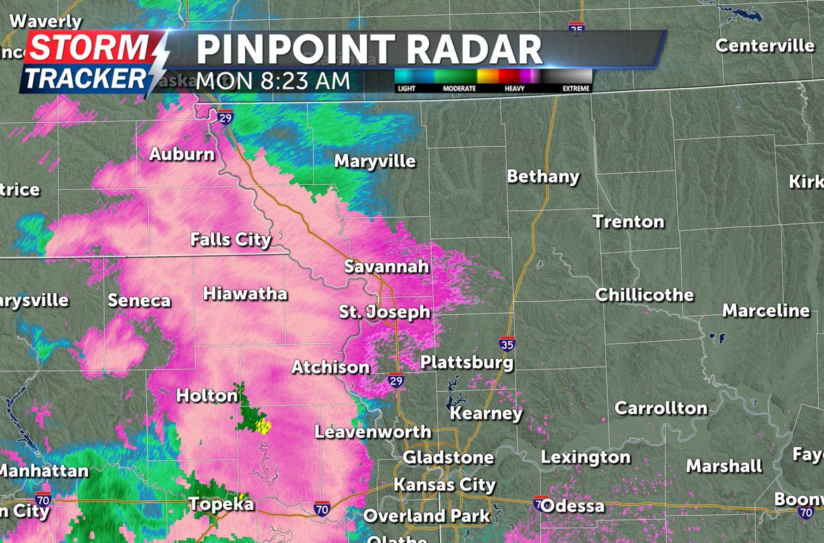 Current radar showing a wintry mix moving east across the area. There is potential for slick spots to develop quickly this morning and rain showers to continue throughout the day. Be safe commuting today! -Hannah