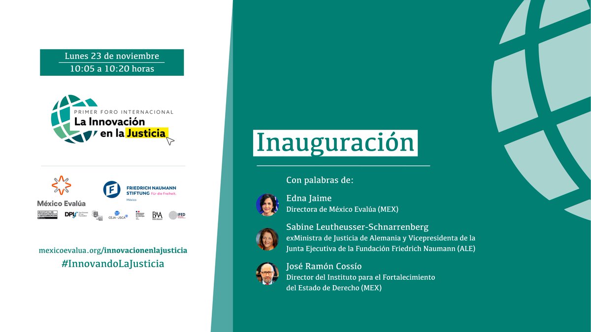 mexevalua's tweet photo. Hoy iniciamos tres días de análisis sobre cómo el mundo está #InnovandolaJusticia. Acompáñanos a partir de las 10:00 hrs.

💻¡Aún puedes registrarte! Entra a https://t.co/t9iJZTADdC

📄Consulta el programa de las actividades que tendremos hoy https://t.co/Z7awBsqSCd https://t.co/R3wbBdvExr