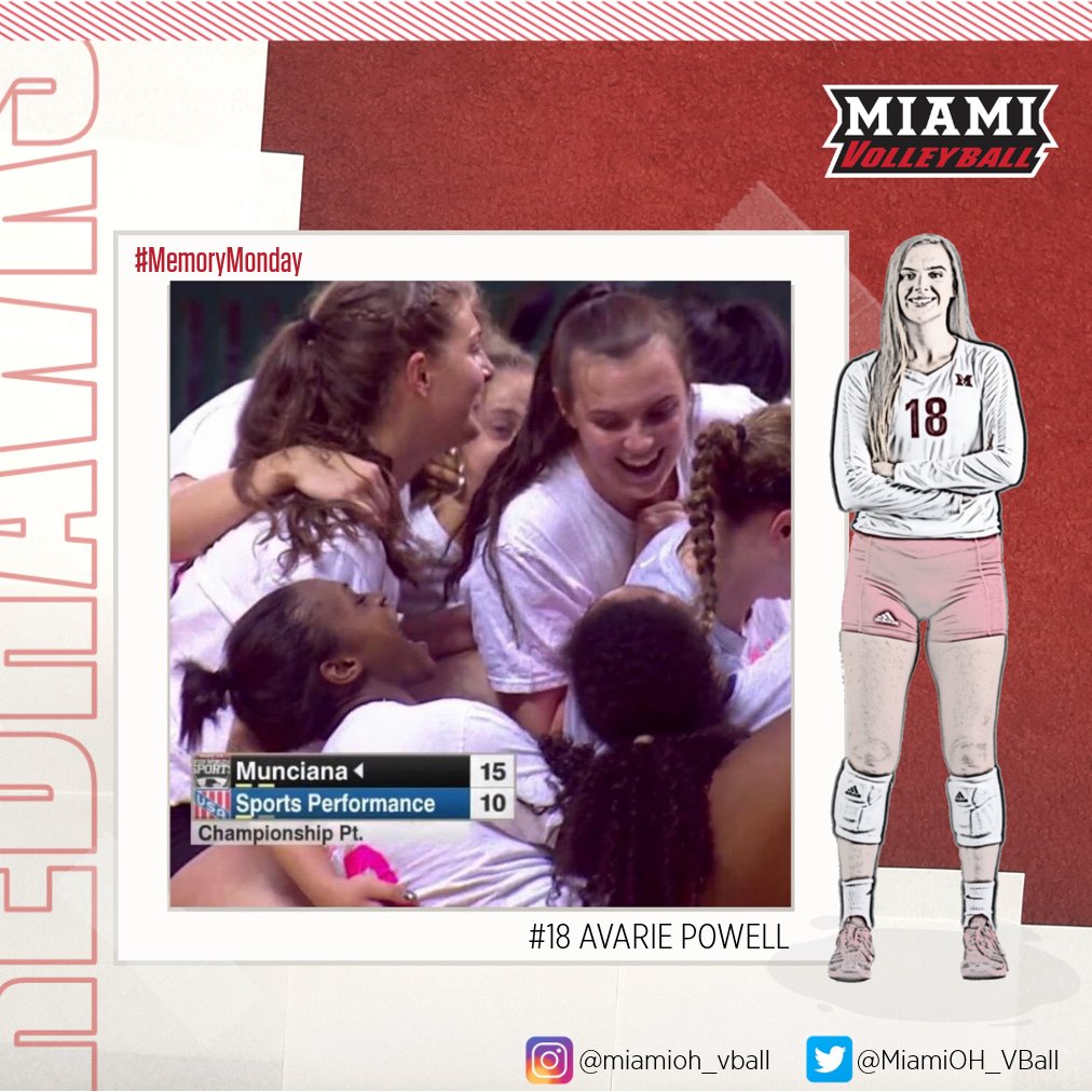 MiamiOH_VBall's tweet photo. #MemoryMonday - Part 1⃣

"One of my favorite🏐memories is winning a NATIONAL CHAMPIONSHIP with my club team in 2017!" 
-@avaarie_poowell 

⚪️🔴🏐🔴⚪️

#RiseUpRedHawks https://t.co/aRr3YZSrnx