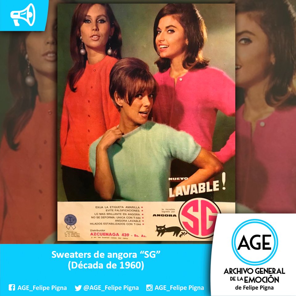 AGE_FelipePigna's tweet photo. Publicidad de Sweaters de Angora de los años ´60. ¿Quién los usaba y aún los tiene en el ropero? #ArchivoGeneraldelaEmocion #Decada1960 https://t.co/0ZzNO6wUgz