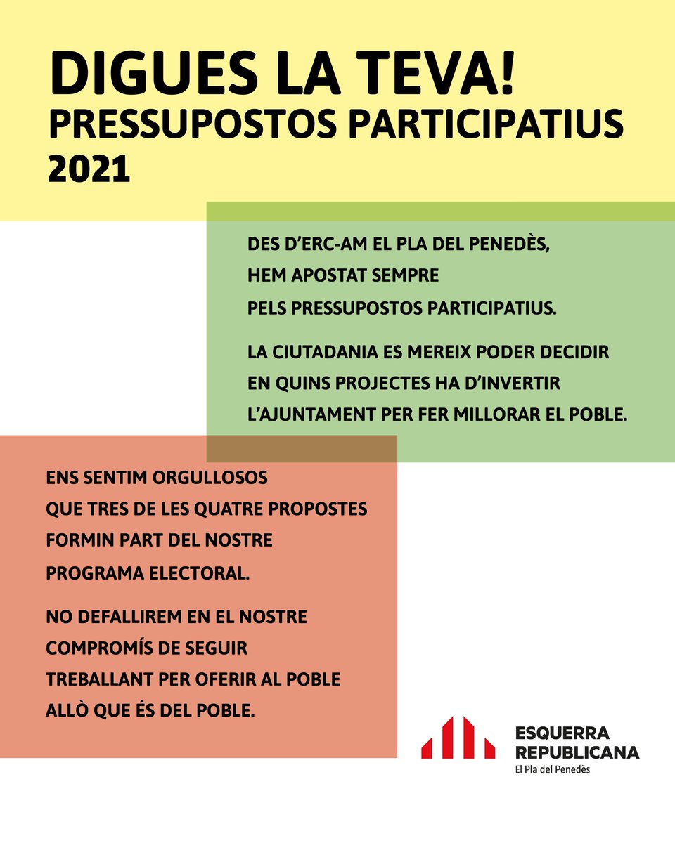 ERCelplapenedes's tweet photo. Pressupostos Participatius 2021 https://t.co/uZEffm5zpt