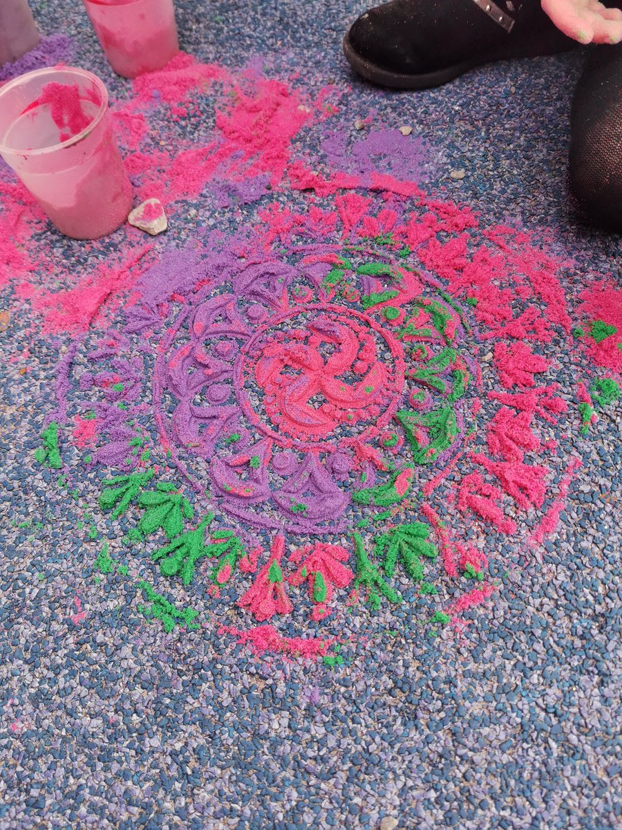ReceptionUnity's tweet image. This morning @UnityBlackpool we are using coloured sand to make Rangoli patterns on the floor outside. #HappyDiwali
