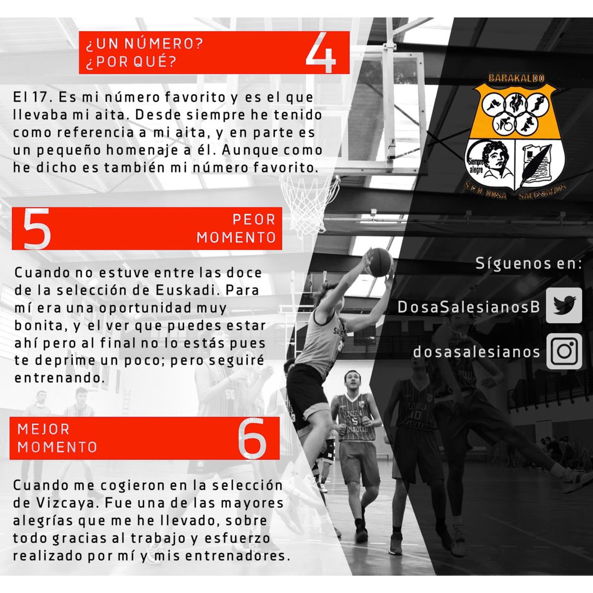 ⒺⓃⓉⓇⒺⓋⒾⓈⓉⒶ

Hoy inauguramos esta nueva sección en el Twitter del club, y por eso, nos hemos acercado a hablar con Izaro, jugadora del infantil femenino.

#bizkaiabasket #bizkaia #baloncesto #saskibaloia #barakaldo #barakaldobasket