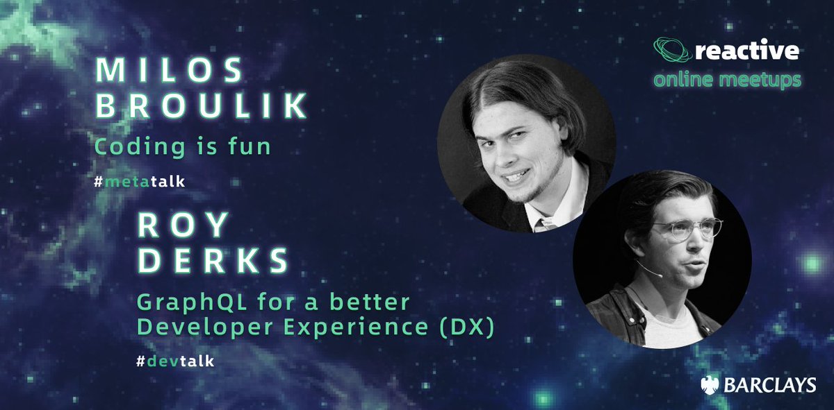 ReactiveMeetups (@reactivemeetups) on Twitter photo Last edition of Reactive Online Meetup in 2020
👉 bit.ly/join_ReactiveO…
Tuesday, DEC 1st, at 7 pm CET. Enjoy two talks — the first one about how Coding is fun by Milos from #Barclays and the second by <a href="/gethackteam/">Roy Derks 🚀</a> from #Vandebron about Painless app coding with GraphQL. Last edition of Reactive Online Meetup in 2020
👉 bit.ly/join_ReactiveO…
Tuesday, DEC 1st, at 7 pm CET. Enjoy two talks — the first one about how Coding is fun by Milos from #Barclays and the second by <a href="/gethackteam/">Roy Derks 🚀</a> from #Vandebron about Painless app coding with GraphQL.