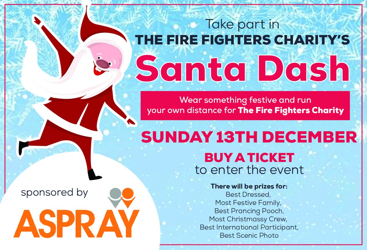 Aspray_Claims's tweet photo. 🎅 We're sponsoring and taking part in The @firefighters999 Santa Dash! Join us by wearing something festive and running/walking any distance on Sunday 13th December!

You can buy tickets here 👉 https://t.co/IXMgAY0ZLZ

#Aspray #FireFighters #Charity #Fundraising https://t.co/tPwjK81tzs