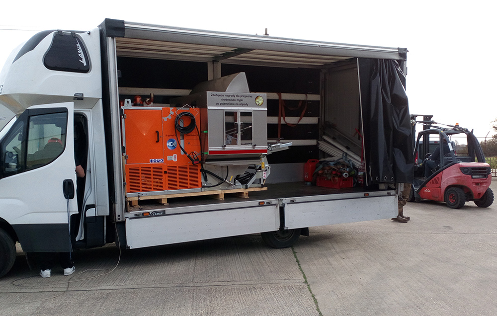 Hughcrane's tweet photo. Another vehicle based #bincleaningmachine leaves our manufacturing facility in Norfolk on route to a Municipality in Europe https://t.co/Mnxu45PtYp
