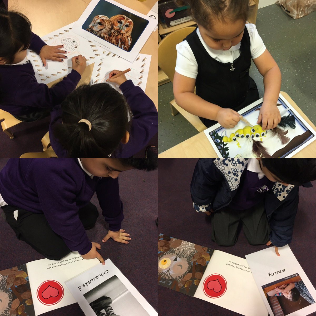 NottmPrimary's tweet photo. F1 are reading ‘Wow Said the Owl’ 🦉by @TimHopgood &amp; the children have been busy drawing &amp; making owls out of playdough. We’ve been learning new vocabulary using our fantastics &amp; putting it into super verbal sentences😃. #developingvocabulary #earlyyears https://t.co/CH6OOFnj6y