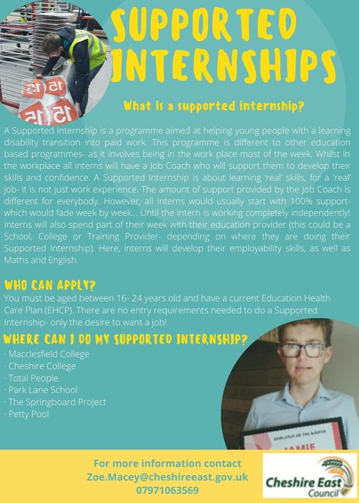 safeopps's tweet photo. Please like and share to inspire future students to take on a supported internship as their final year of education before taking the step into paid employment.
#supportedinternship #DISability #OpportunitiesForAll #newintake #CheshireEast https://t.co/NAV0rEeGY1